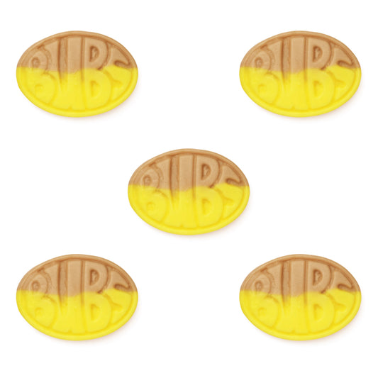 5 oval bubs candy yellow and brown marked bubs