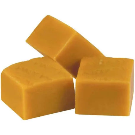 3 pieces of fudgde with white background. Soft texture that melts in your mouth.