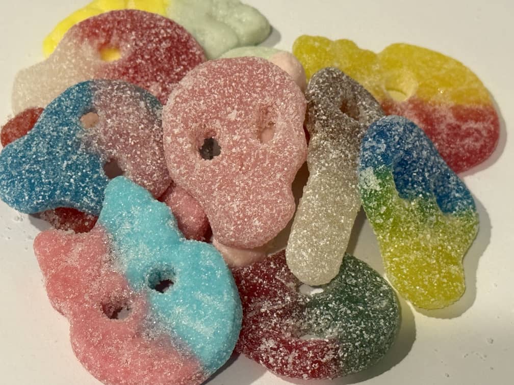 Colorful Sour Candies in different shapes.
